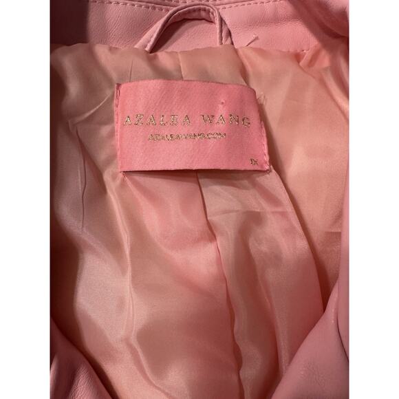 Azalea Wang Acerola Bling Rhinestone Sleeve Moto Jacket Pink 1X Pretty - Picture 4 of 9